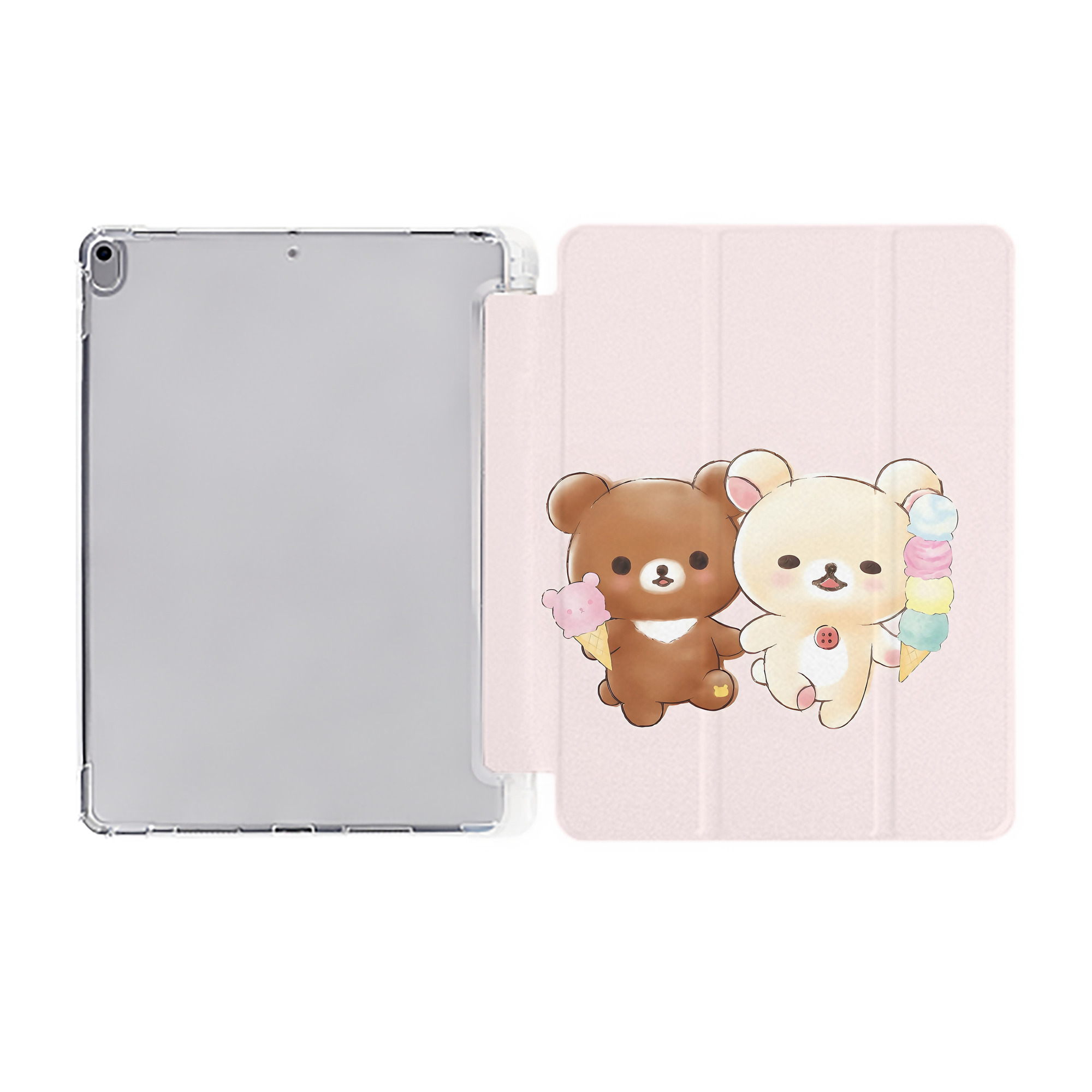 （画像用） リラックマ リラックマ キイロイトリ Rilakkuma Korilakkuma Kiiroitori IPad ケース ペン収納付き 三つ折りスタンド PUレザー×シリコン 対応機種9.5/10.5/10.9インチ